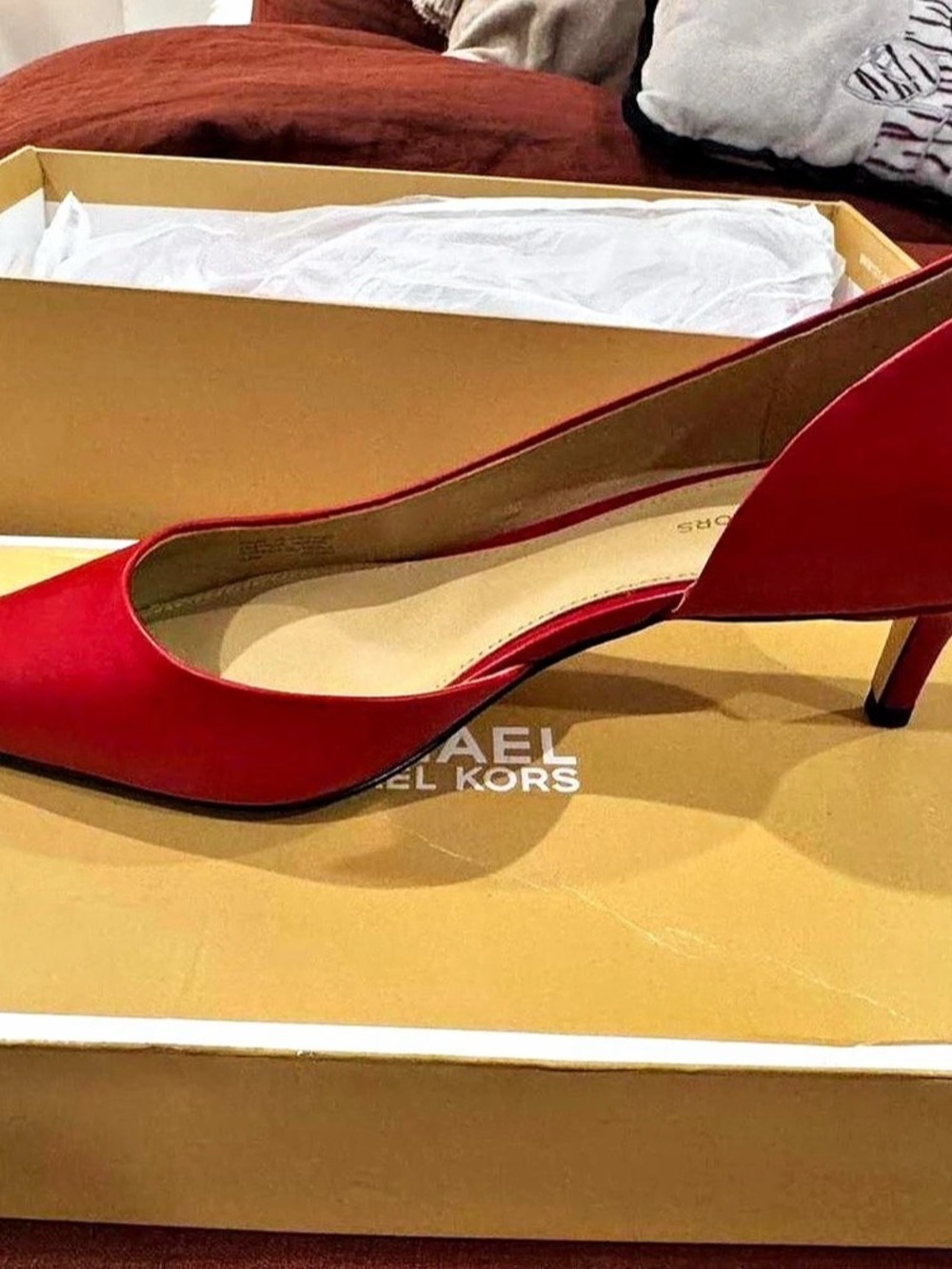 Michael Kors Elyse Kitten Pump Red Pointed-Toe Heels